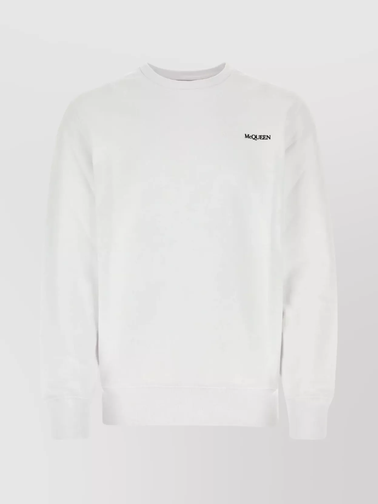 Shop Alexander Mcqueen Cotton Ribbed Crew-neck Sweater In White