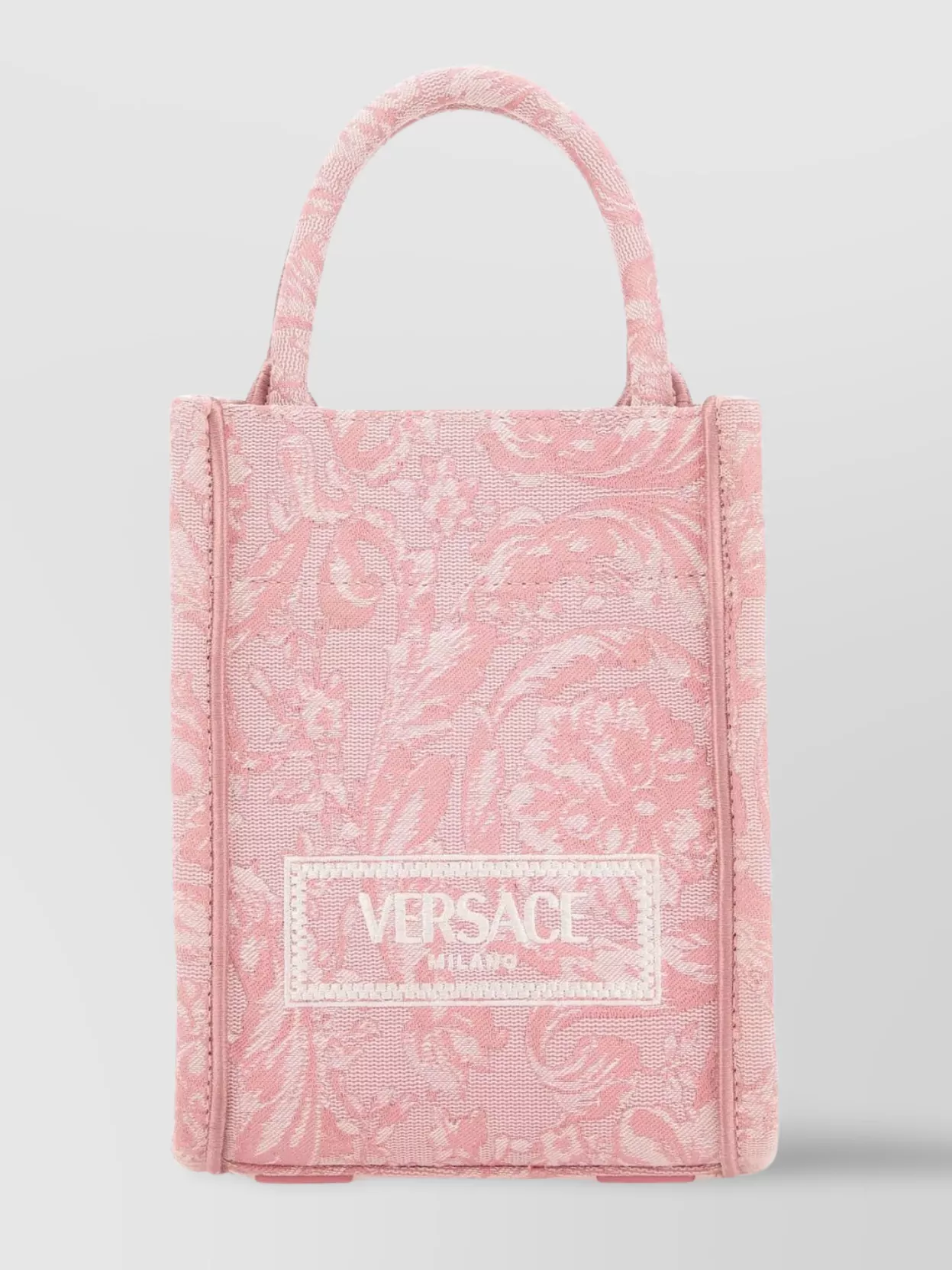 Shop Versace Athena Mini Embroidered Fabric Handbag