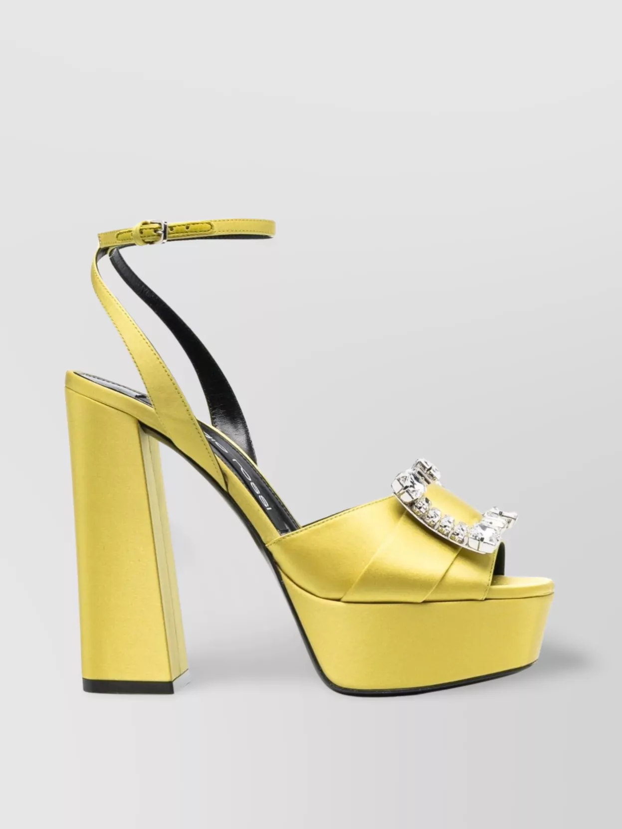 Sergio Rossi 130mm Crystal-buckle Platform Sandals In Yellow
