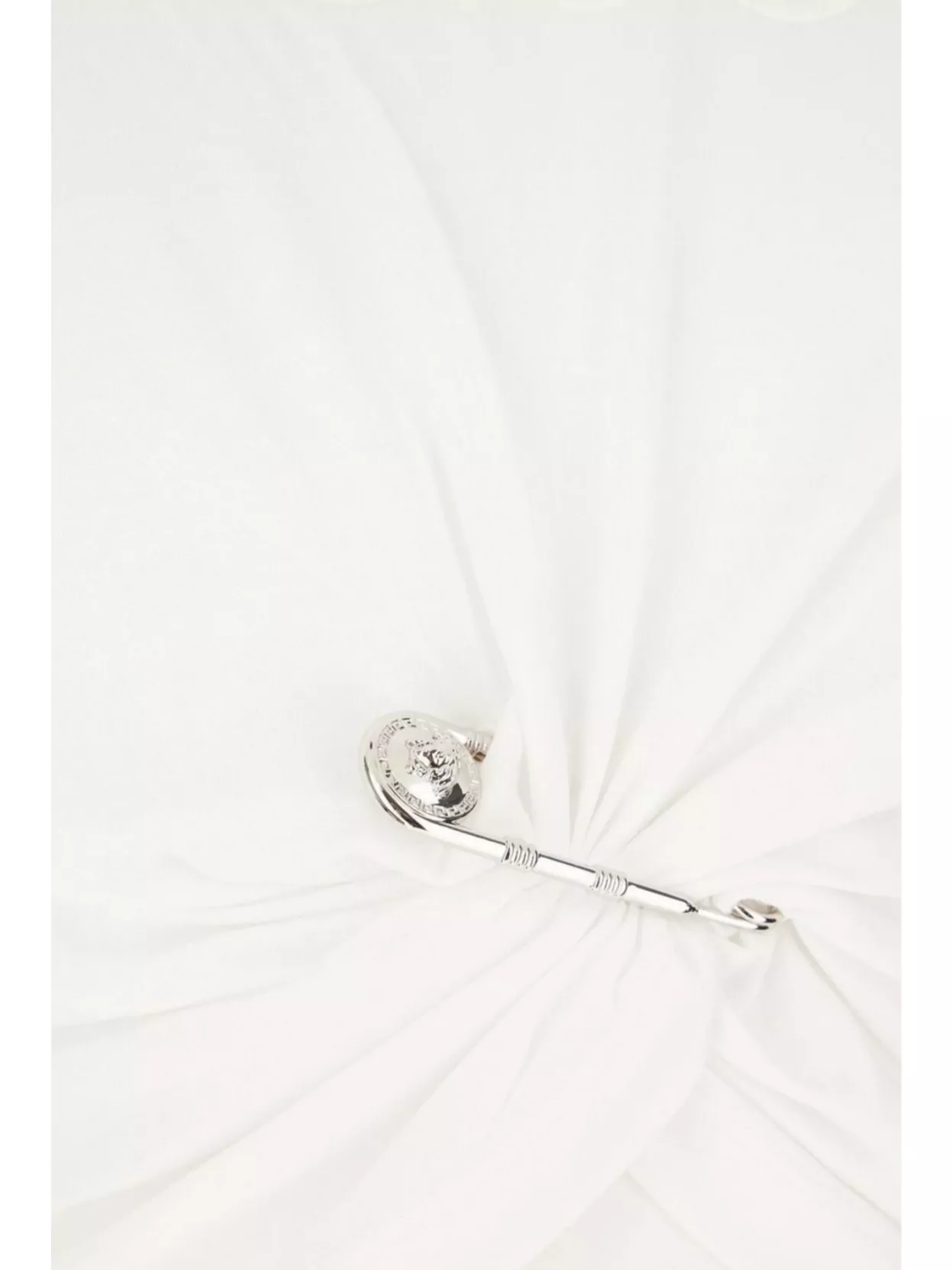 Versace Cropped Cotton T-Shirt Decorative Pin