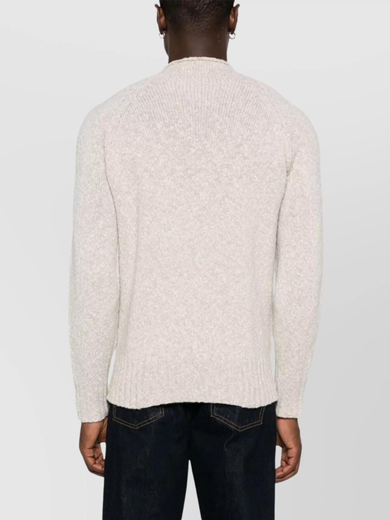 Drumohr Lambswool Crew Neck Sweater With Marl Knit In White