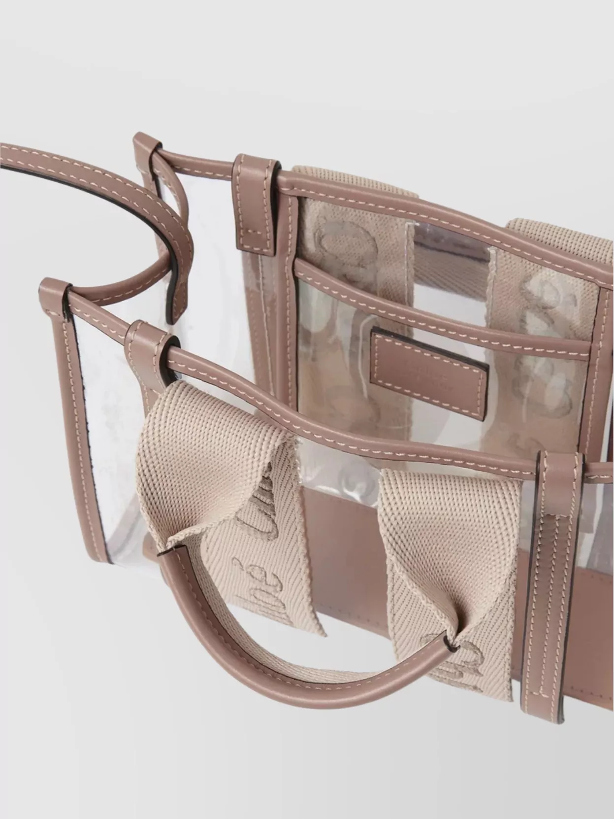 Chloé Mini Transparent Tote Bag With Calfskin Strips