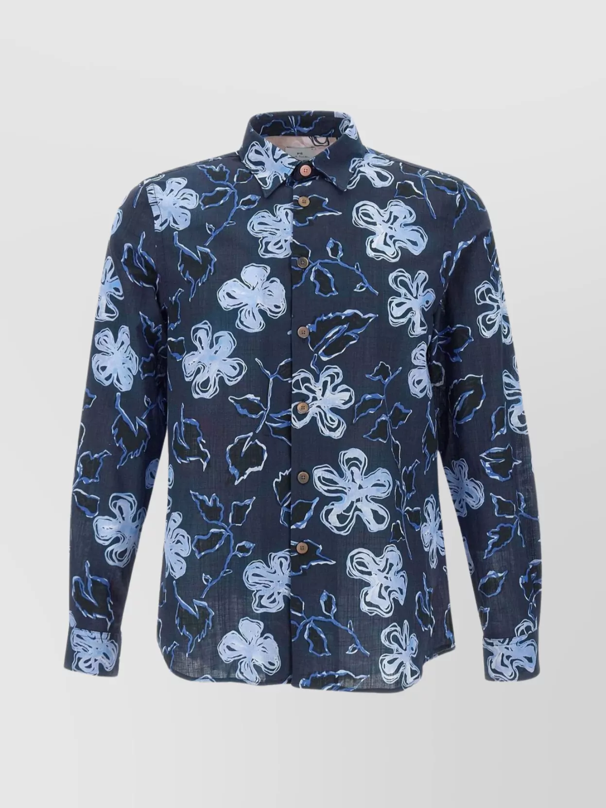 Shop Paul Smith Yukka Print Cotton Shirt With Rounded Hem