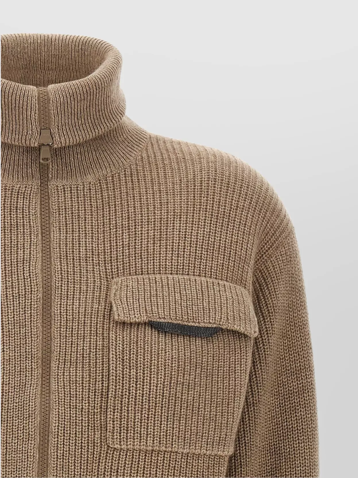 Brunello Cucinelli Cropped Cardigan With Shiny Flap Detail