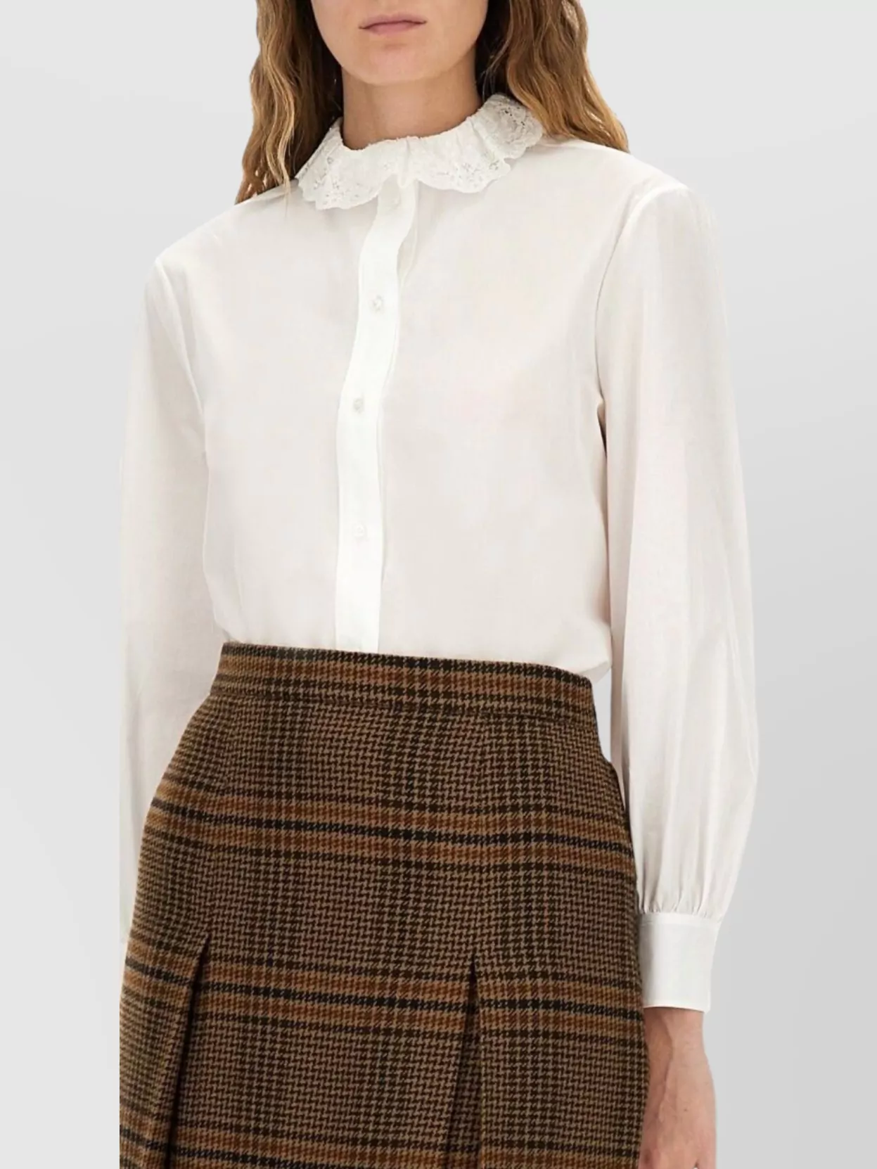 Saint Laurent Long Sleeve Shirt Lace Collar