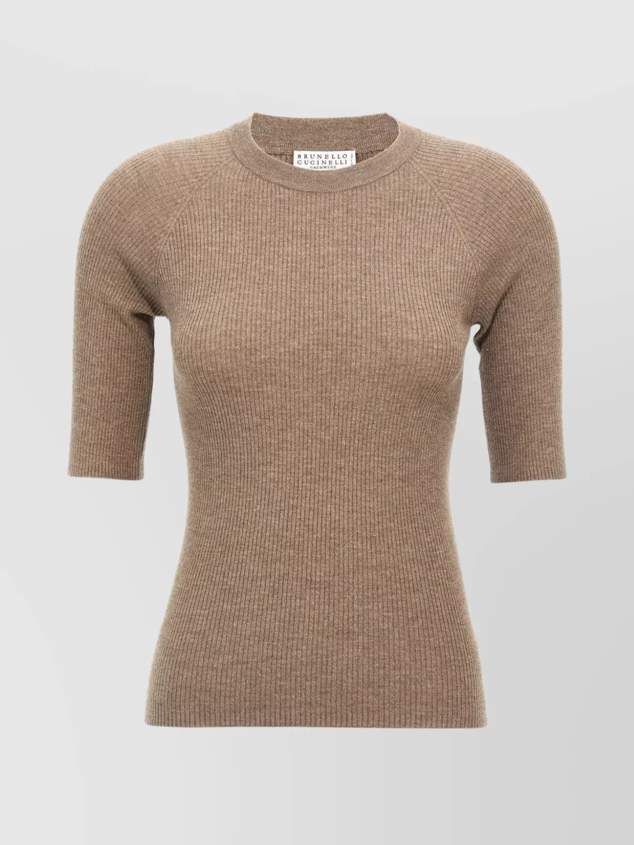 Brunello Cucinelli Shimmering ribbed crew neck t-shirt | The