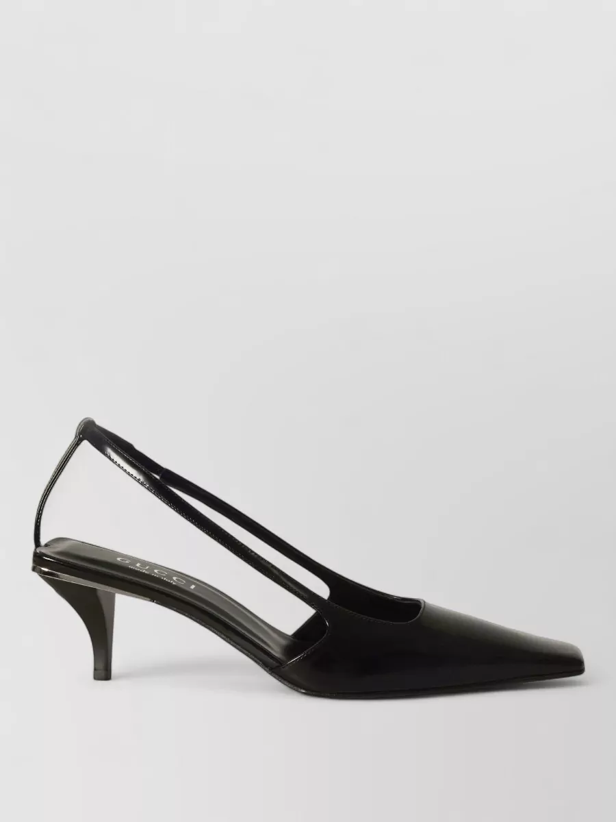 Gucci leather crystal-embellished slingback pumps