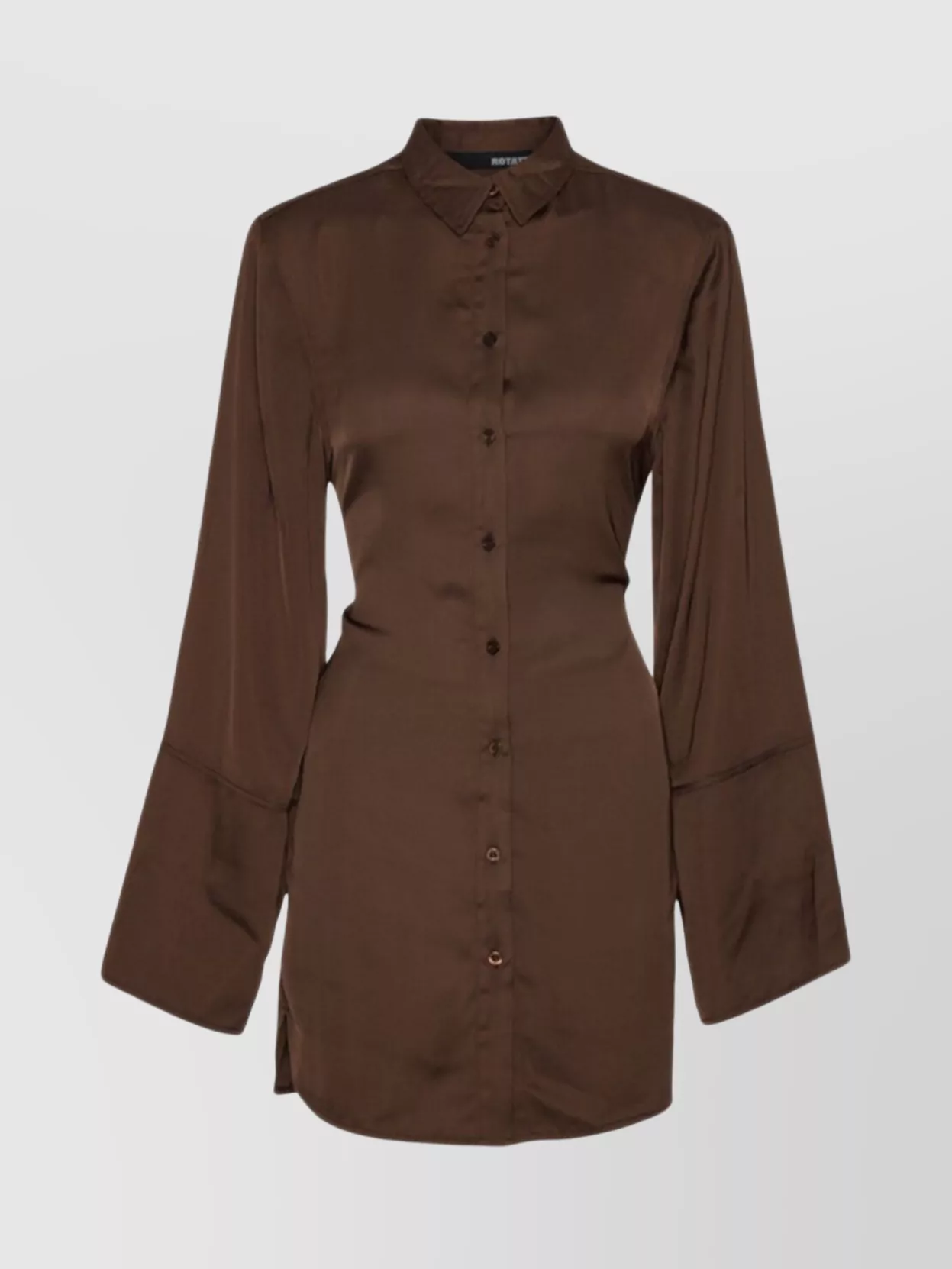 Rotate Birger Christensen Long Sleeve Dress With Waist Tie And Flared Cuffs In Blue