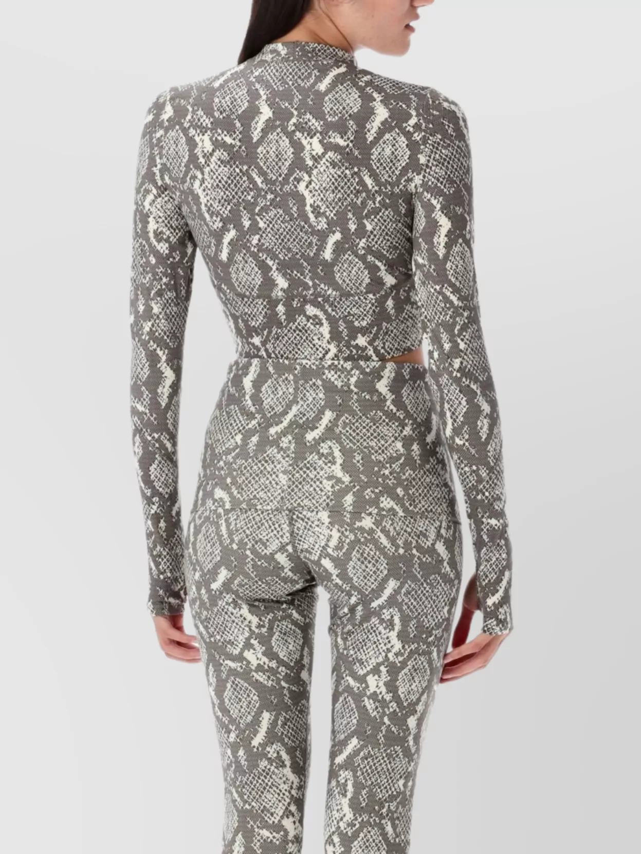 Adidas By Stella Mccartney Snake Print Long Sleeve Crop Top
