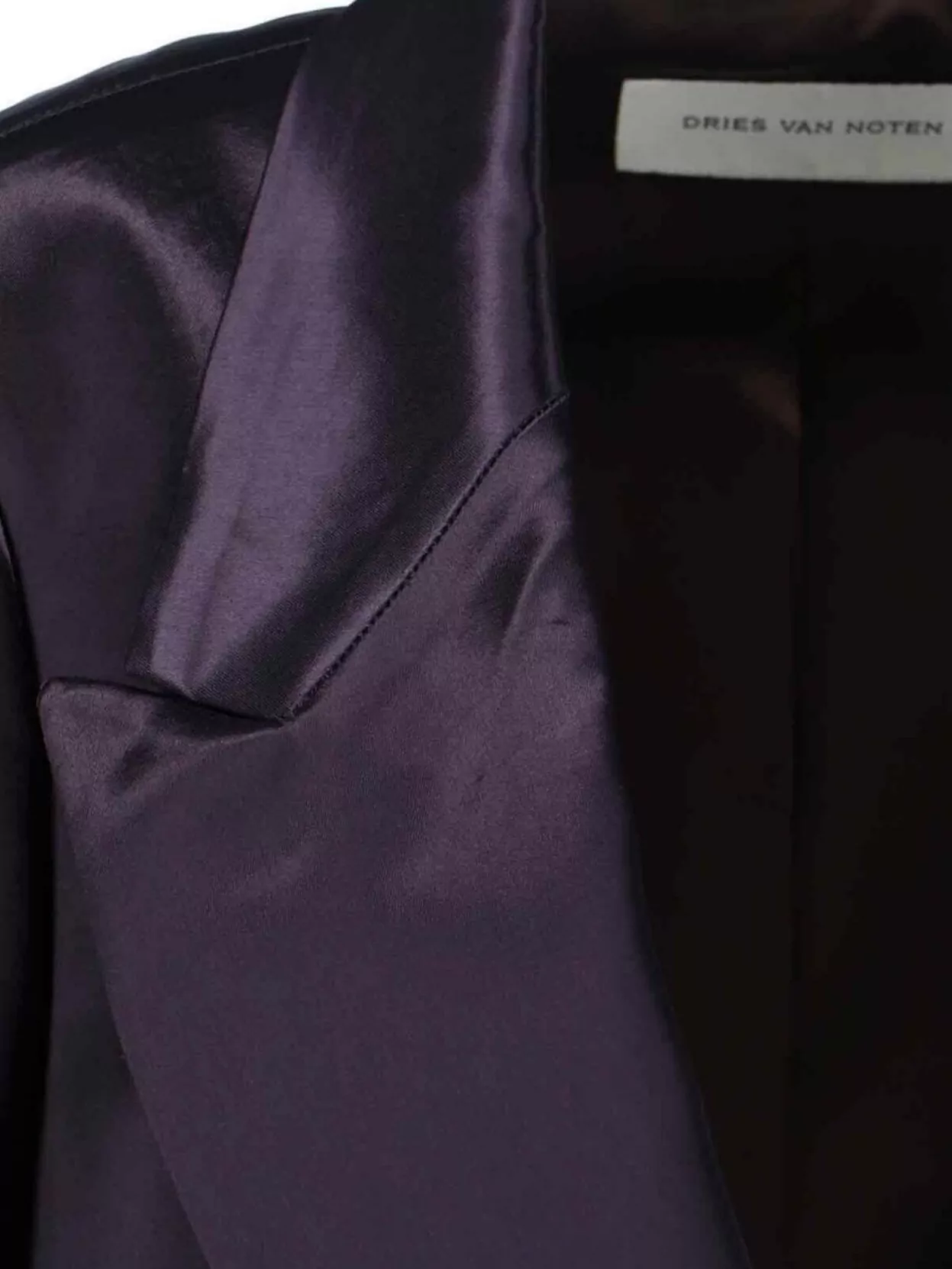 Dries Van Noten Longline Satin Blazer Notched Lapels In Multi