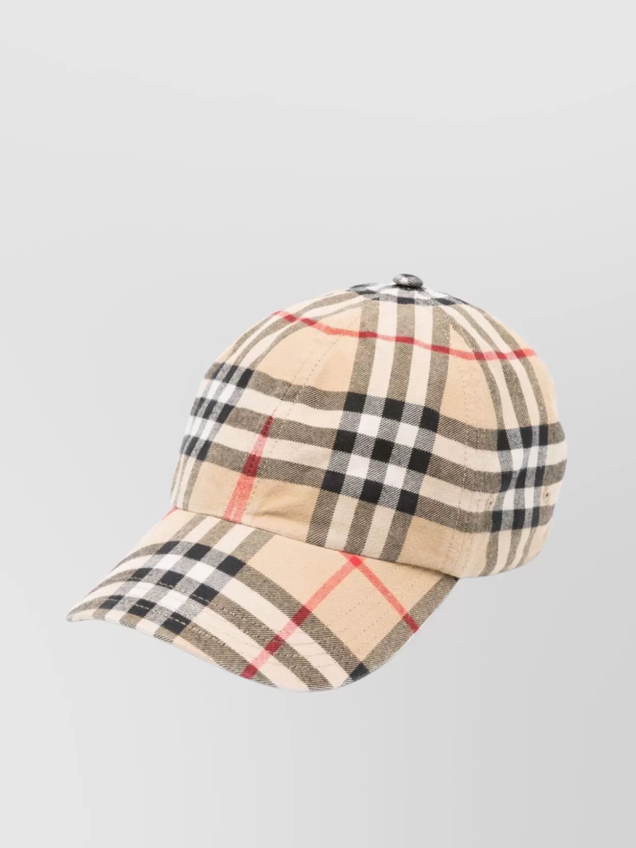 Shop Burberry Patterned Cap With Curved Brim And Button In Pastel