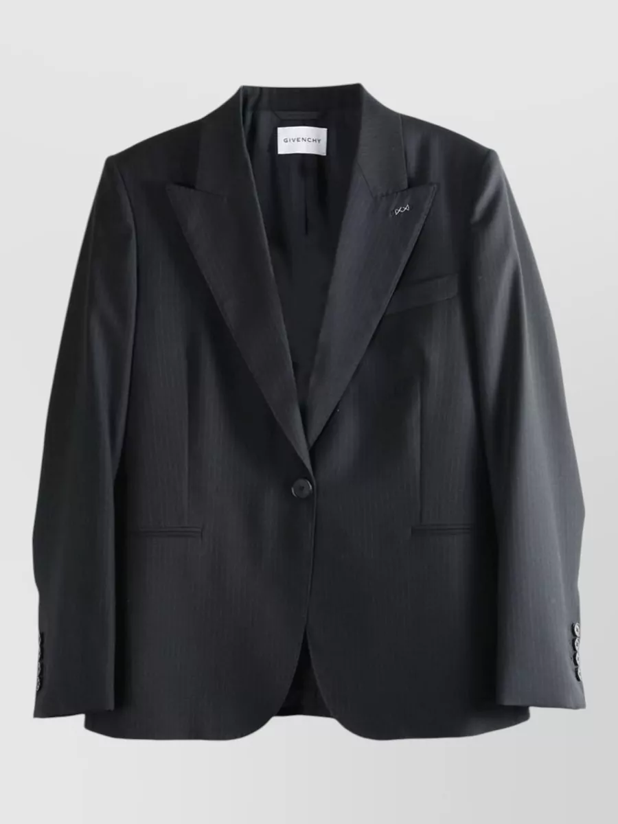 Givenchy Single Breasted Blazer Nylon Silk Blend In Black