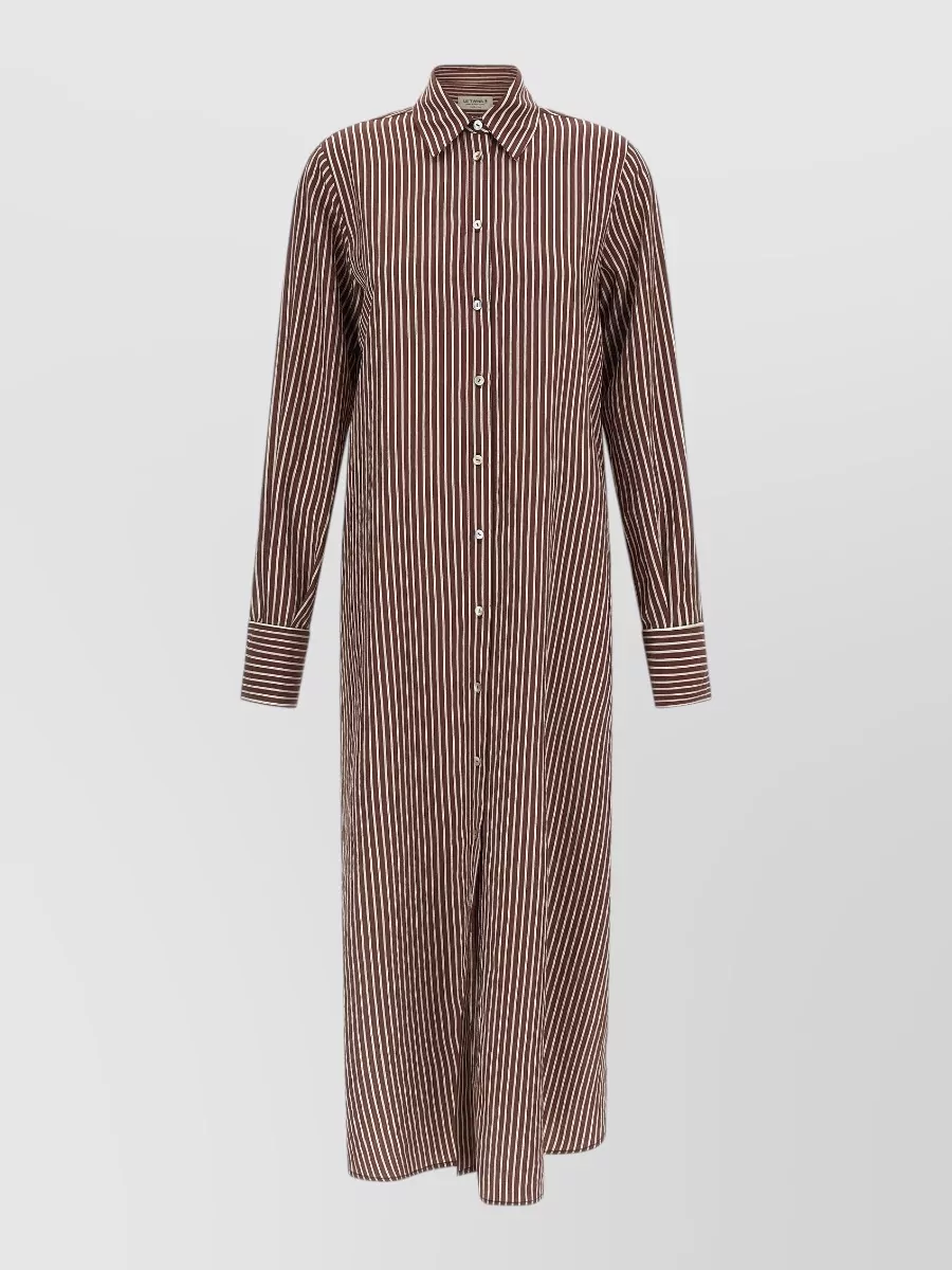 Le Twins Striped Cotton Poplin Midi Shirt Dress
