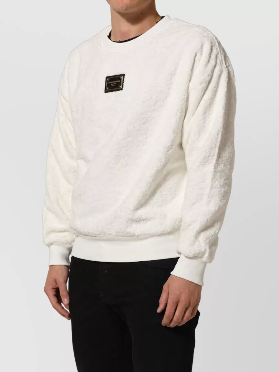 Dolce&Gabbana Cotton Logo-Plaque Crew-Neck Sweatshirt