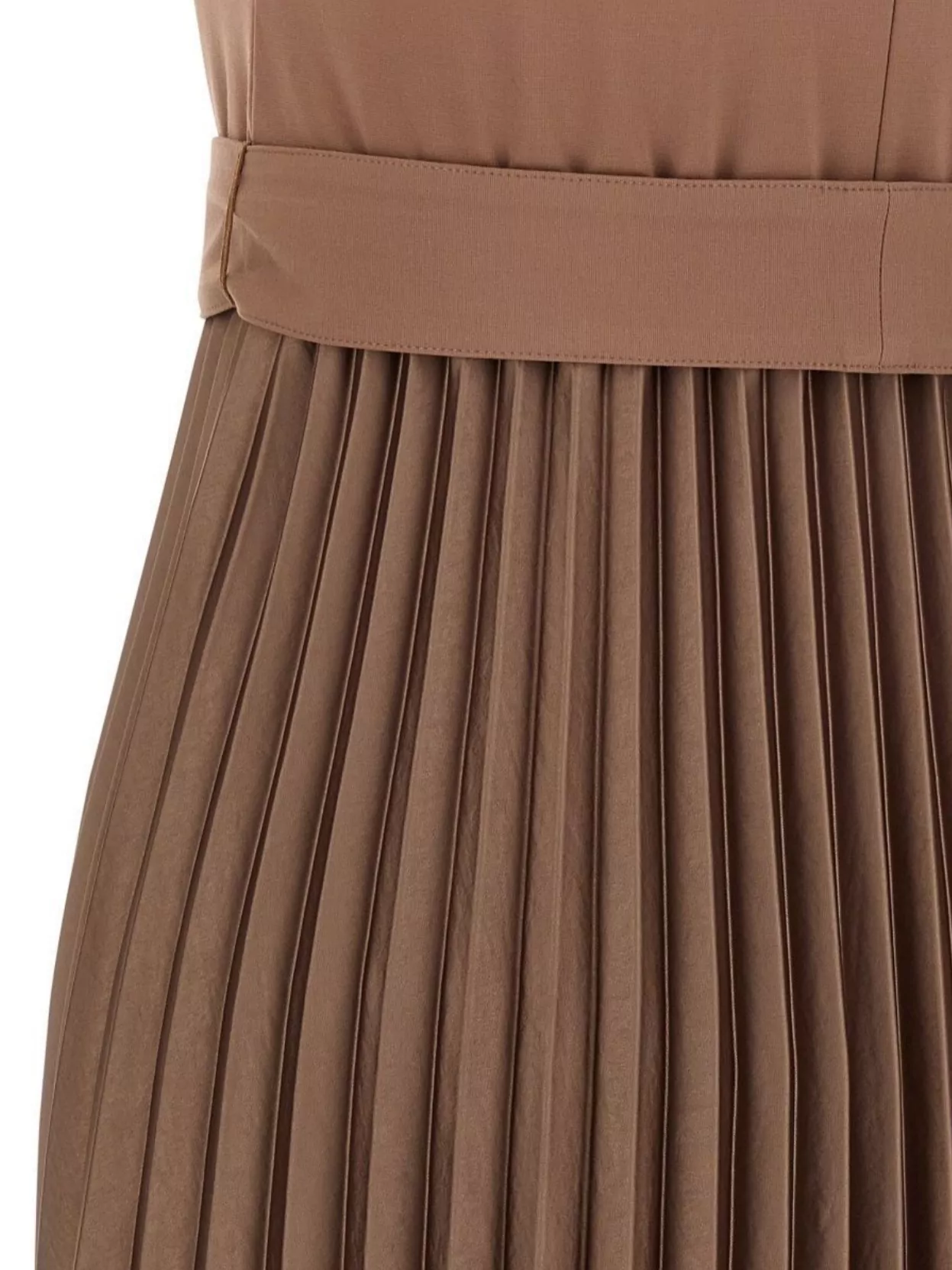 Weekend Max Mara Samuele Pleated Belted Midi Dress In Brown
