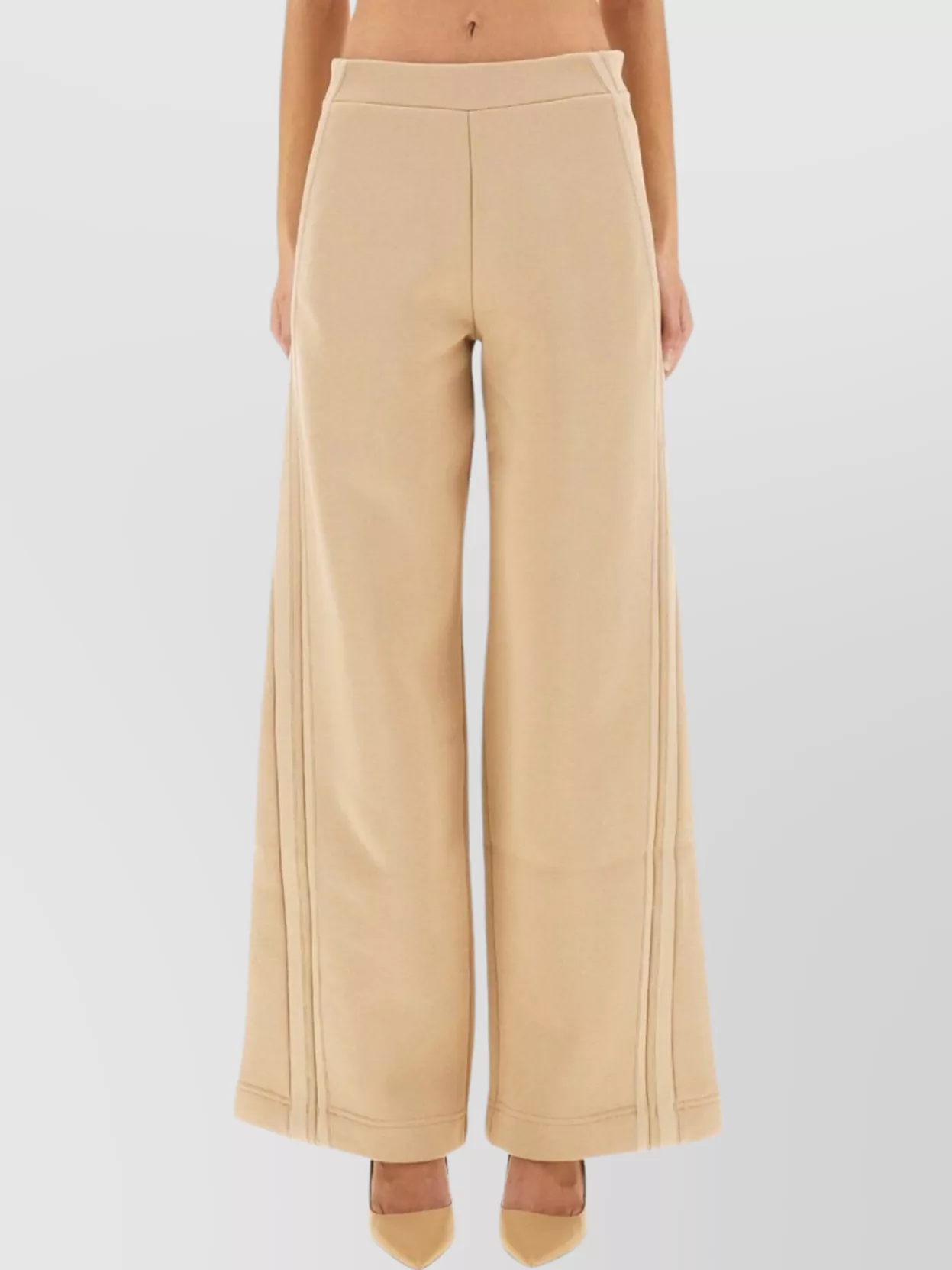 Max Mara High-waisted Wide-leg Trousers Belt Loops In Nude