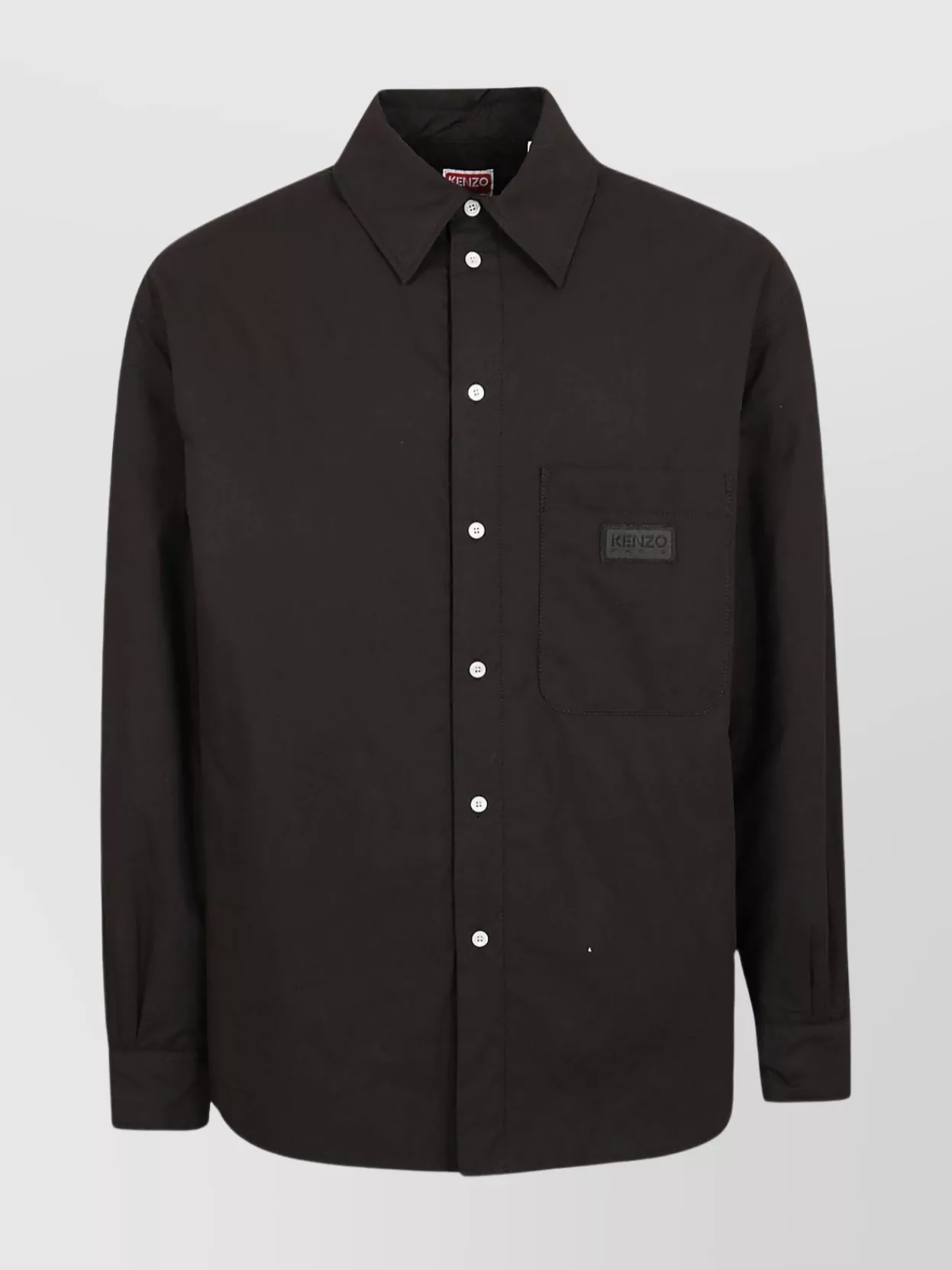 Shop Kenzo Collar Pocket Button-up Shirt In Brown
