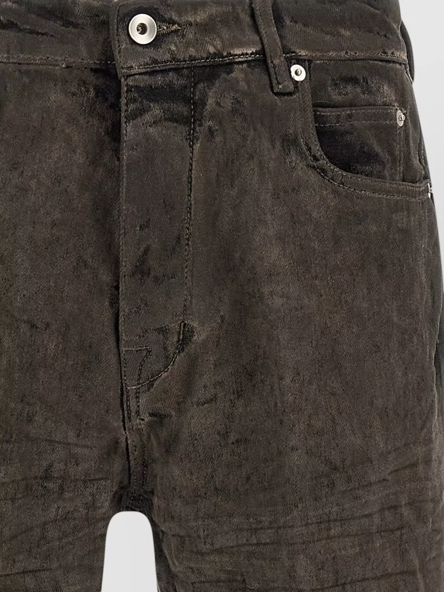 Rick Owens Denim High-Rise Straight-Leg Cropped Shorts