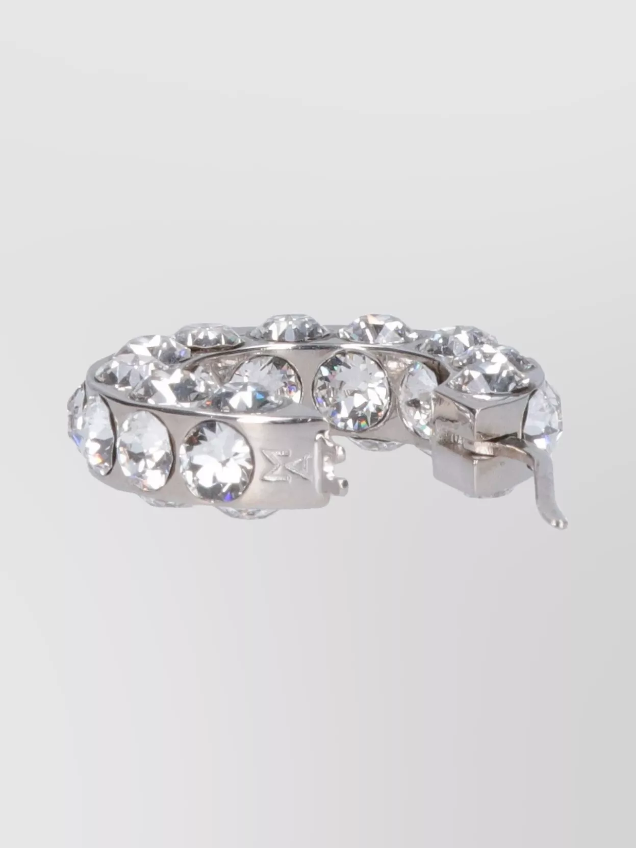 Amina Muaddi Crystal Hoop Earrings Silver Finish