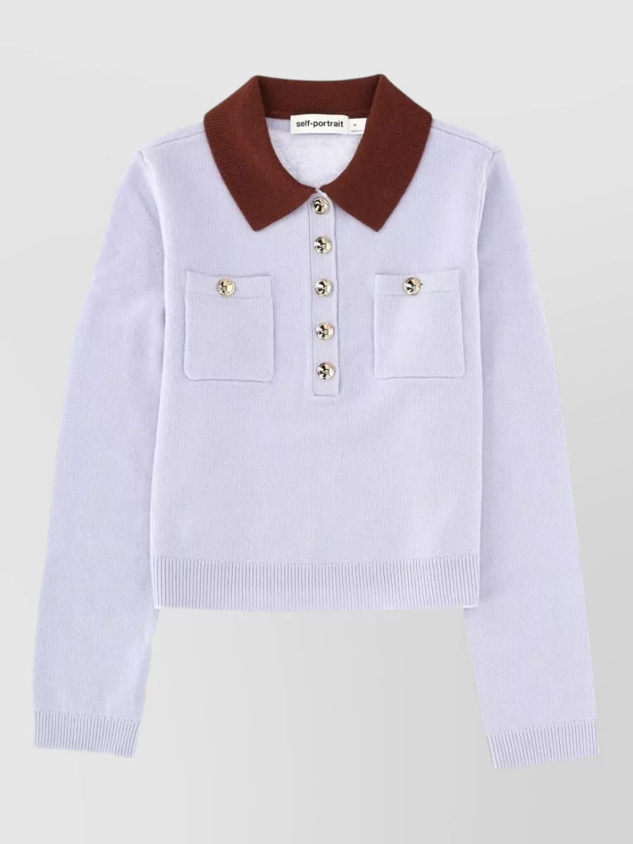 Self-Portrait Contrast collar jumper
