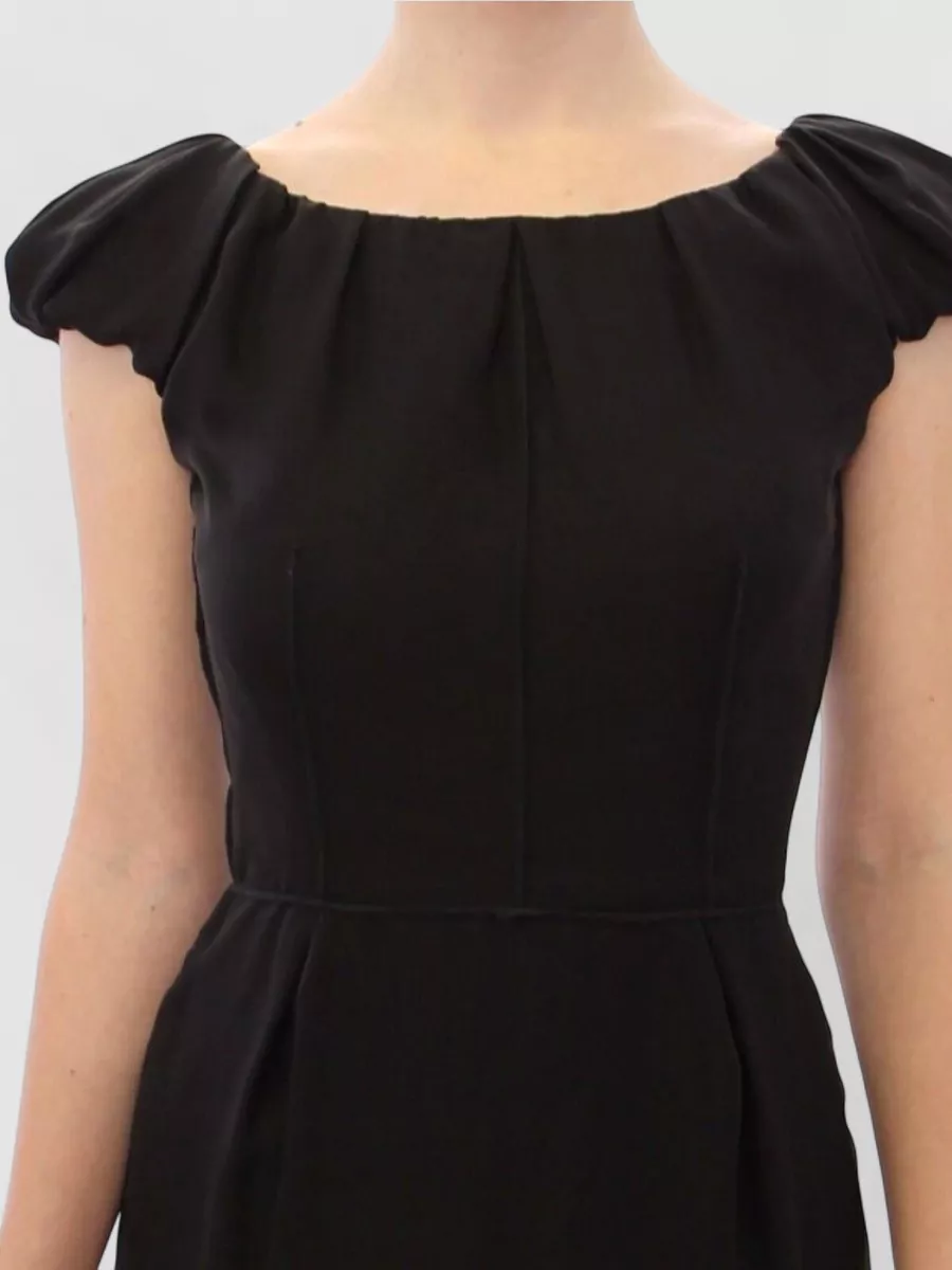 Dolce&Gabbana Silk Boat Neck Short-Sleeve Maxi Dress