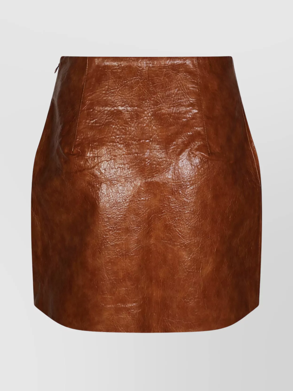The Andamane Shiny Mini Skirt Side Slit In Brown