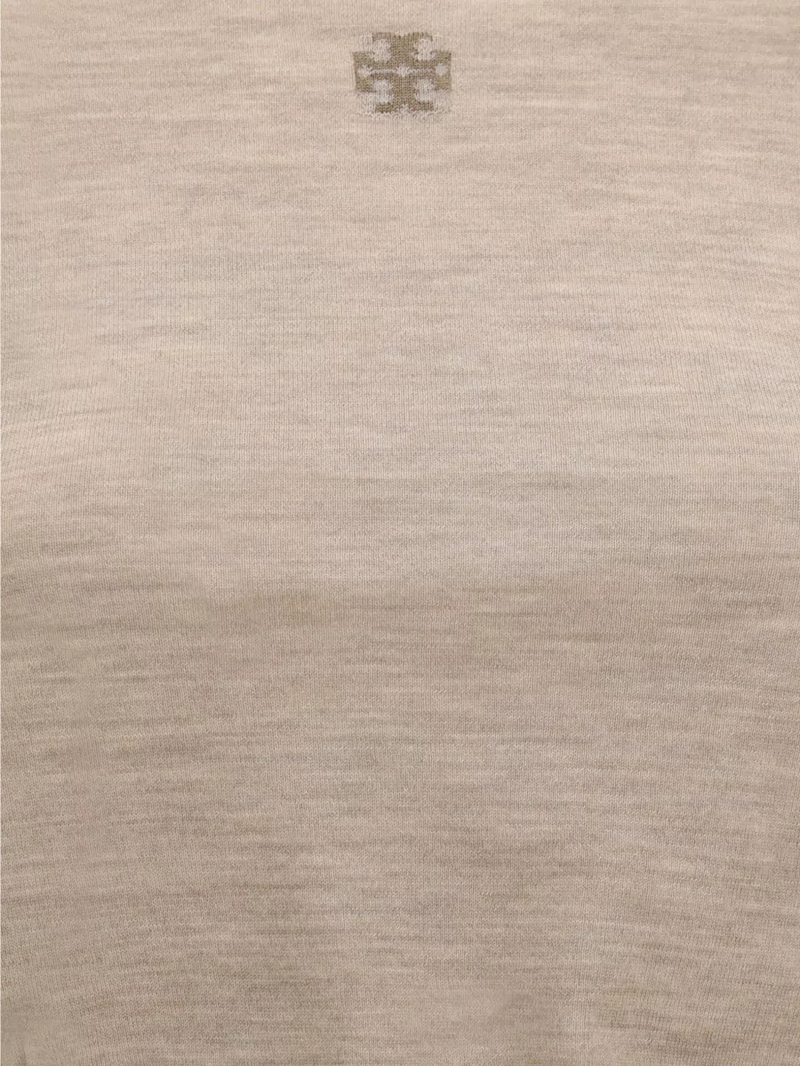 Tory Burch Wool Ribbed Crew Neck Long-Sleeve Sweater