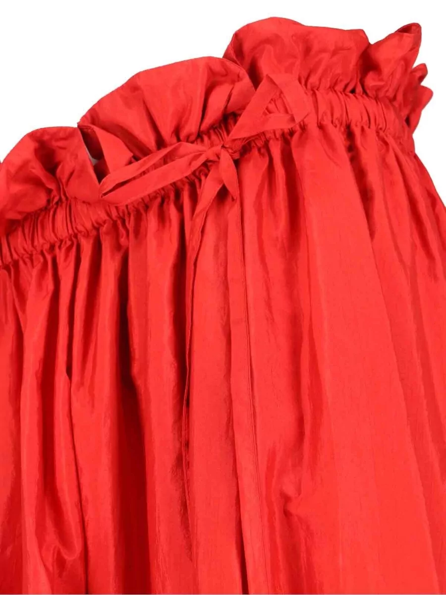 Jil Sander A Line Skirt Bow Accent Ruffled Midi