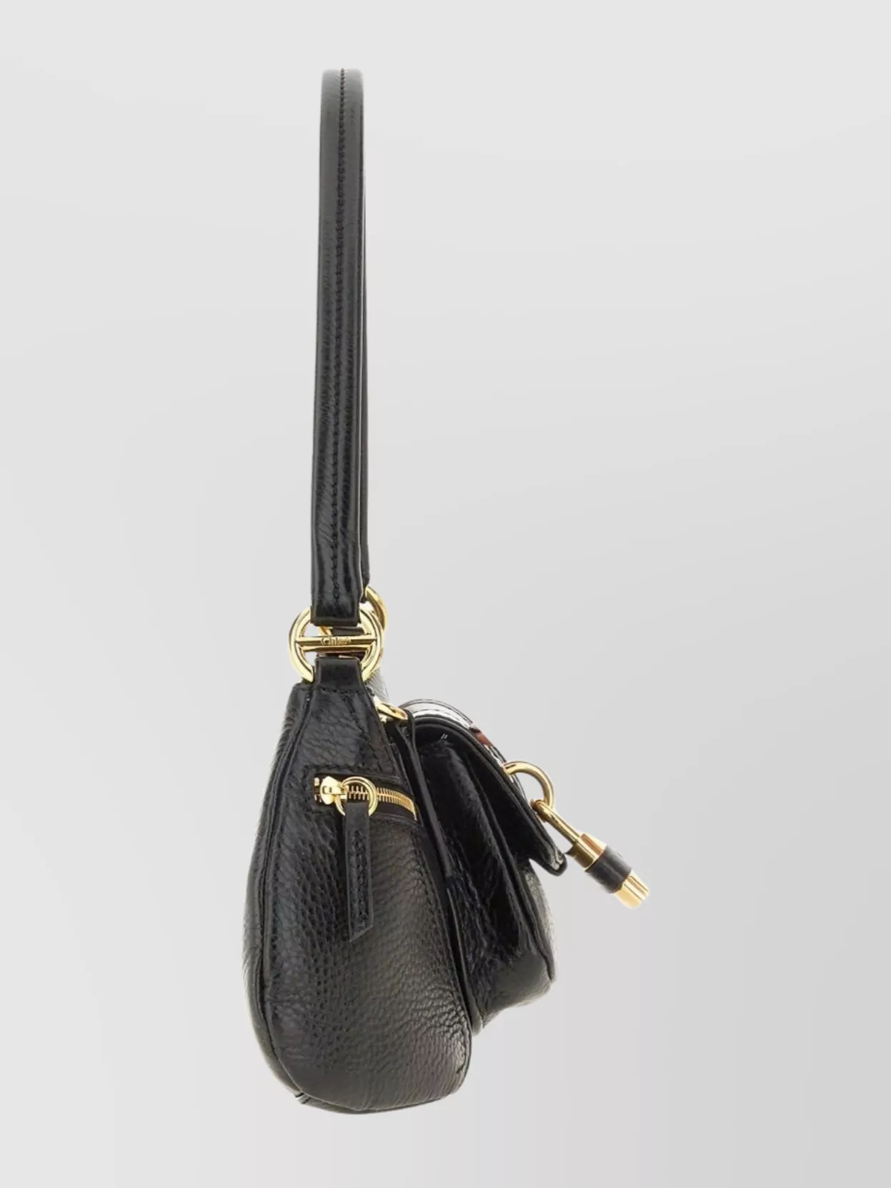 Chloé Textured Shoulder Bag Top Handle In Black