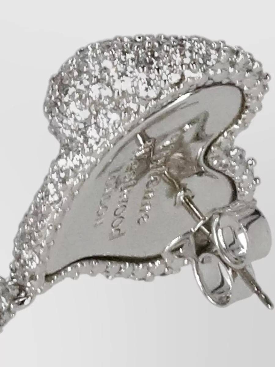 Vivienne Westwood Asymmetrical Pavé Heart Drop Earrings
