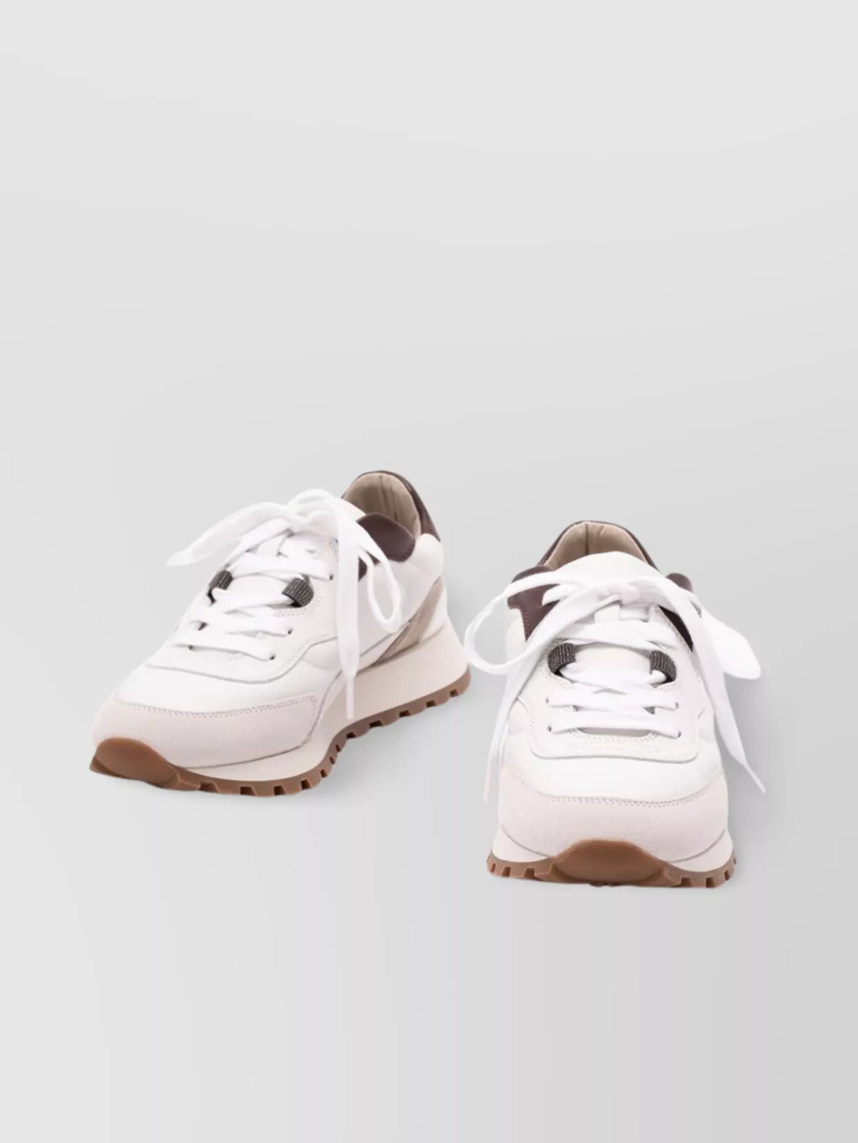 Brunello Cucinelli Leather Sneakers Featuring Padded Ankle And Rubber Sole