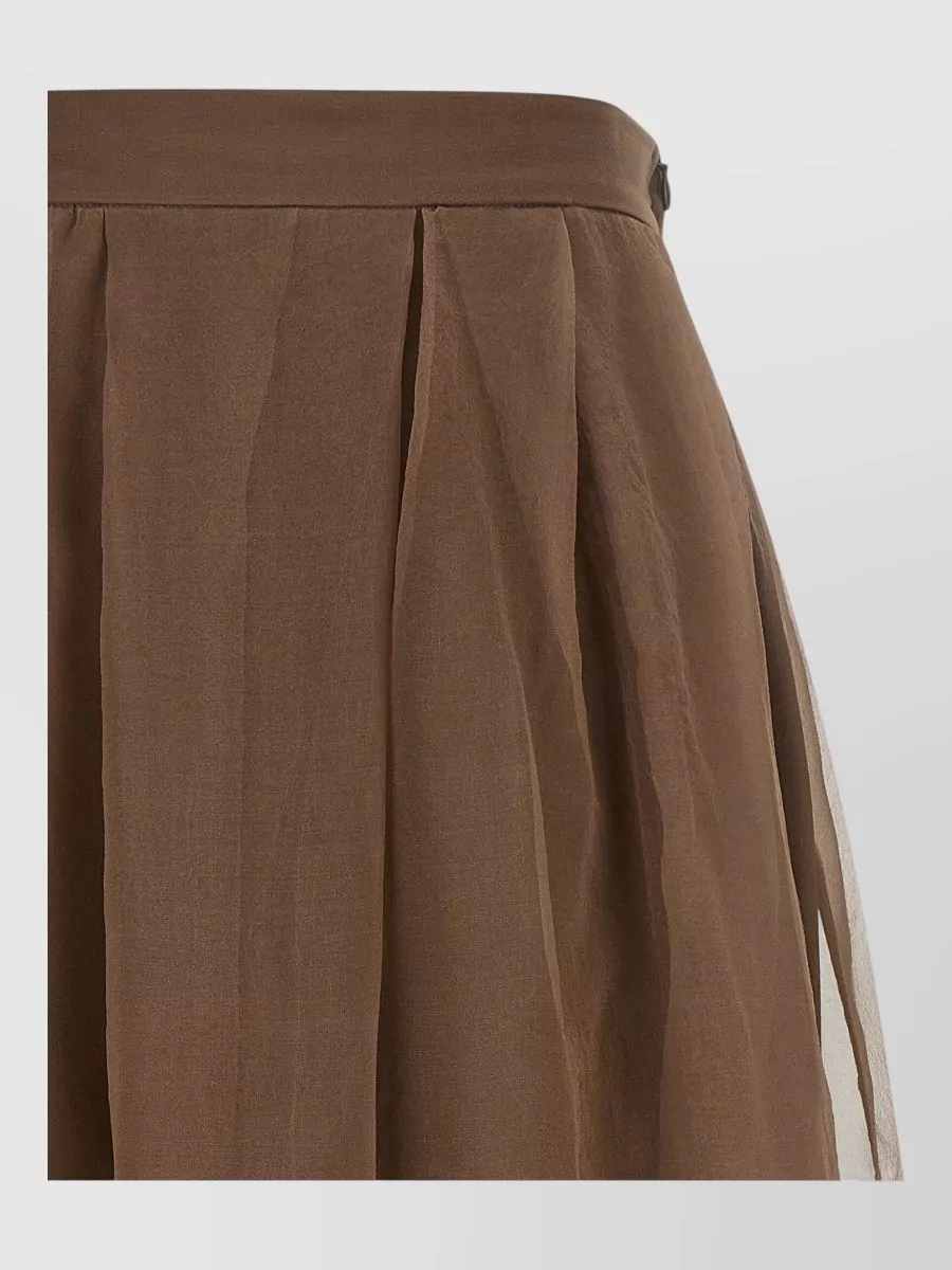 Brunello Cucinelli Silk Pleated Midi Skirt