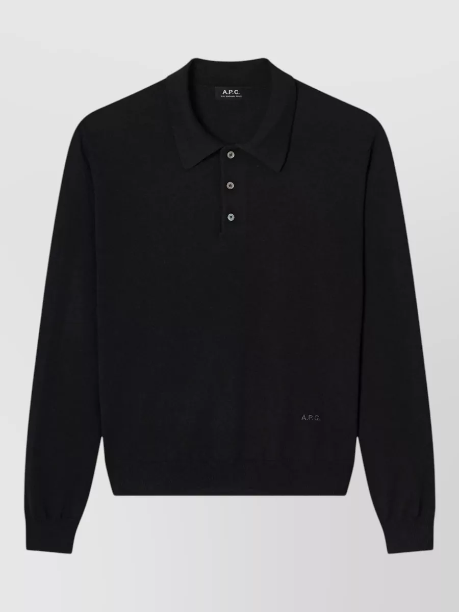 A.P.C. virgin wool knit polo shirt