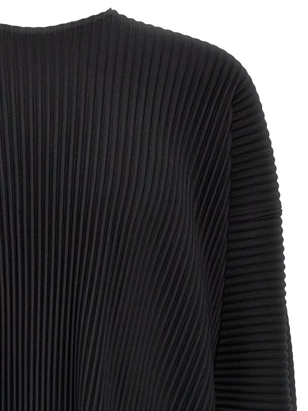 Homme Plisse Issey Miyake Crew Neck Sweater With Pleated Texture And Ribbed Cuffs