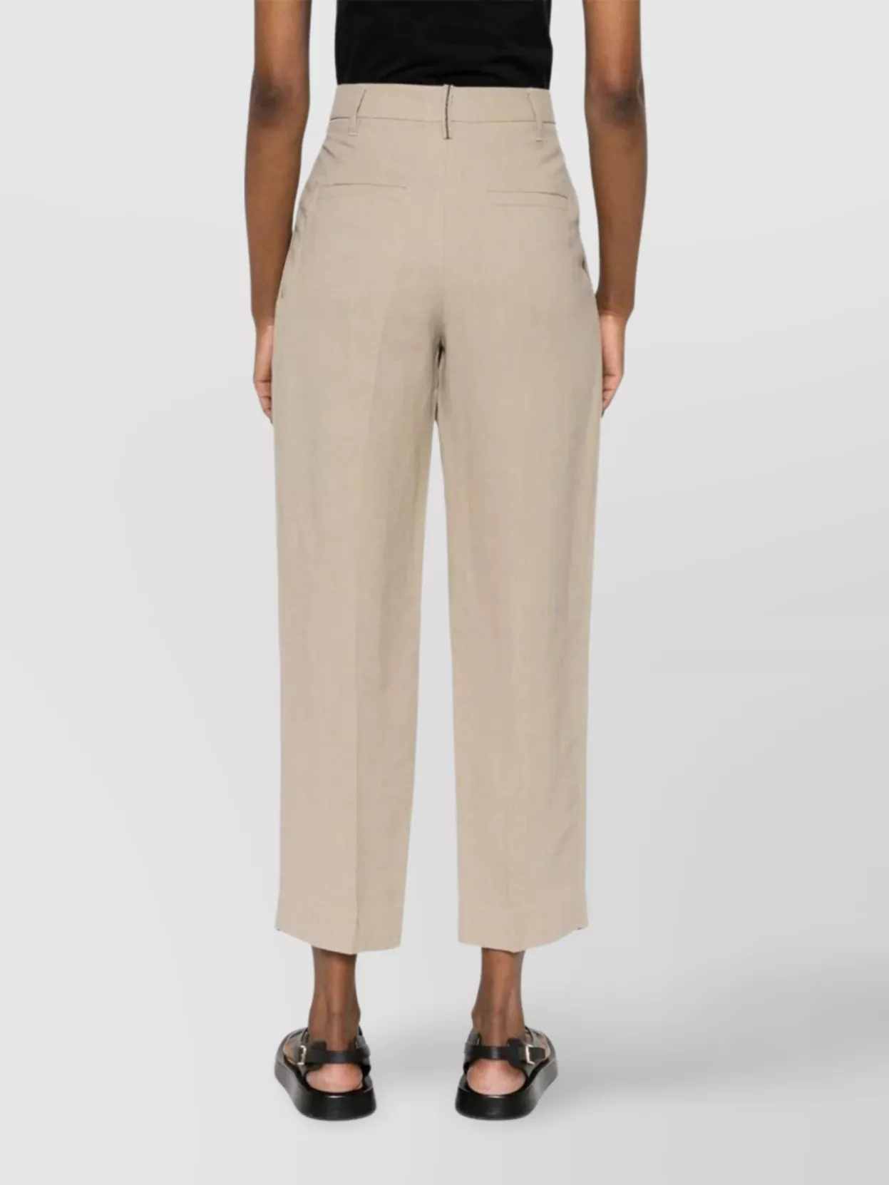 Brunello Cucinelli Cropped Trousers With Belt Loops And Pockets In Neutral