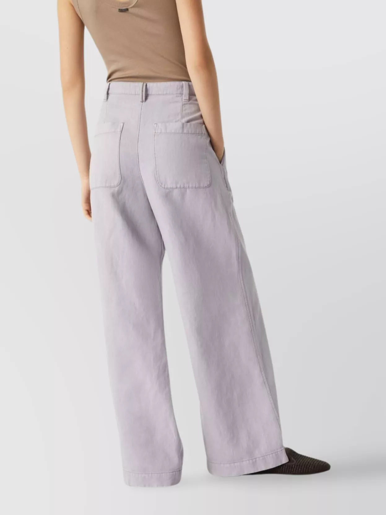 Shop Brunello Cucinelli Wide Cotton Trousers Belt Loops