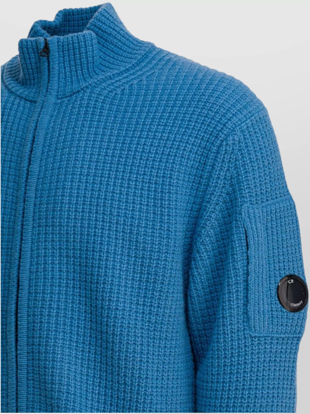 C.p. Company Lambswool Sweater With High Collar And Pocket