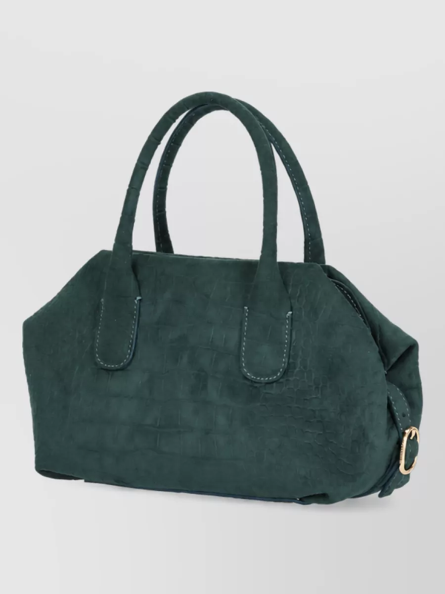 Themoiré na croco-embossed tote bag