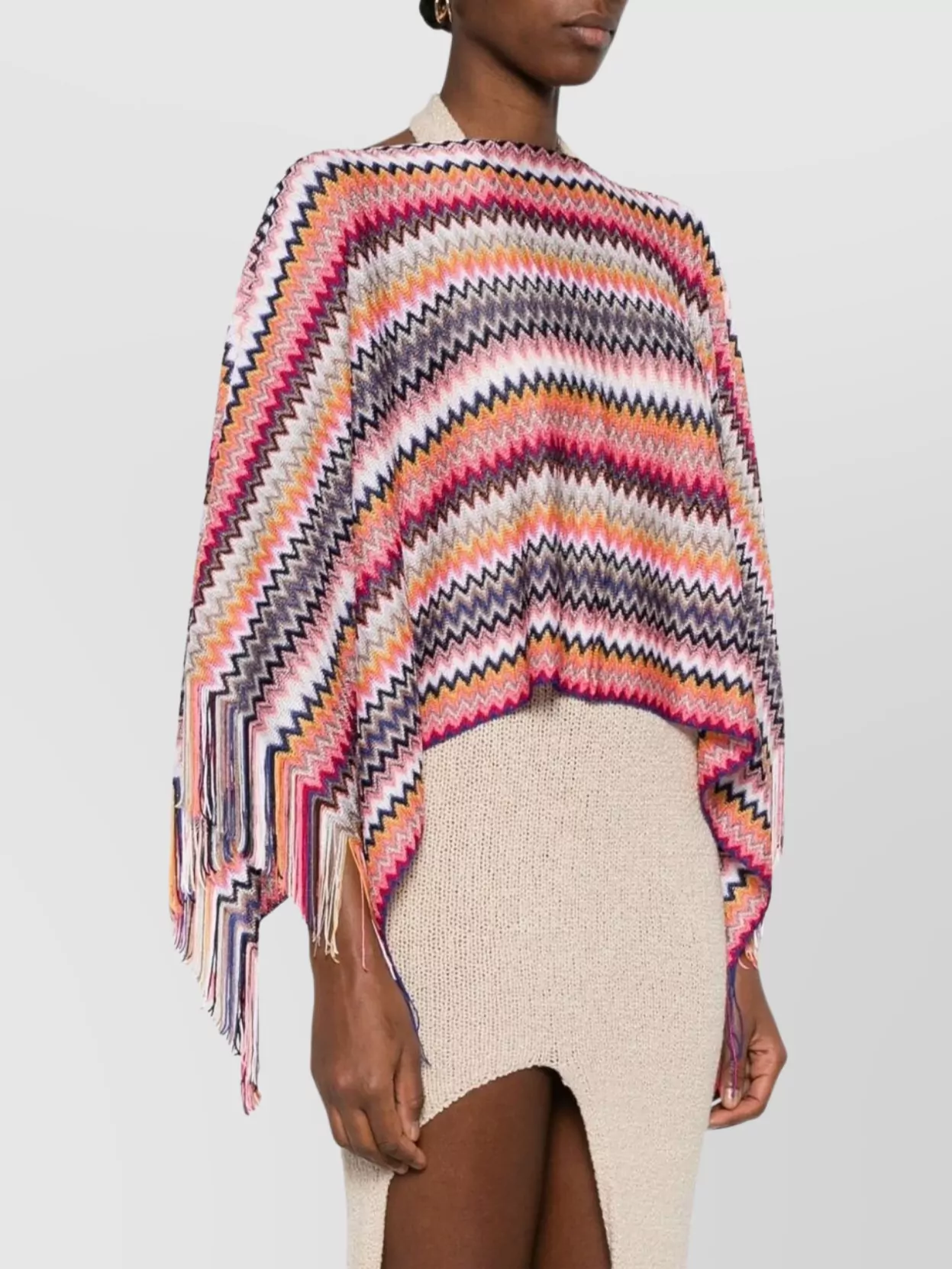 Shop Missoni Viscose Poncho In Pink