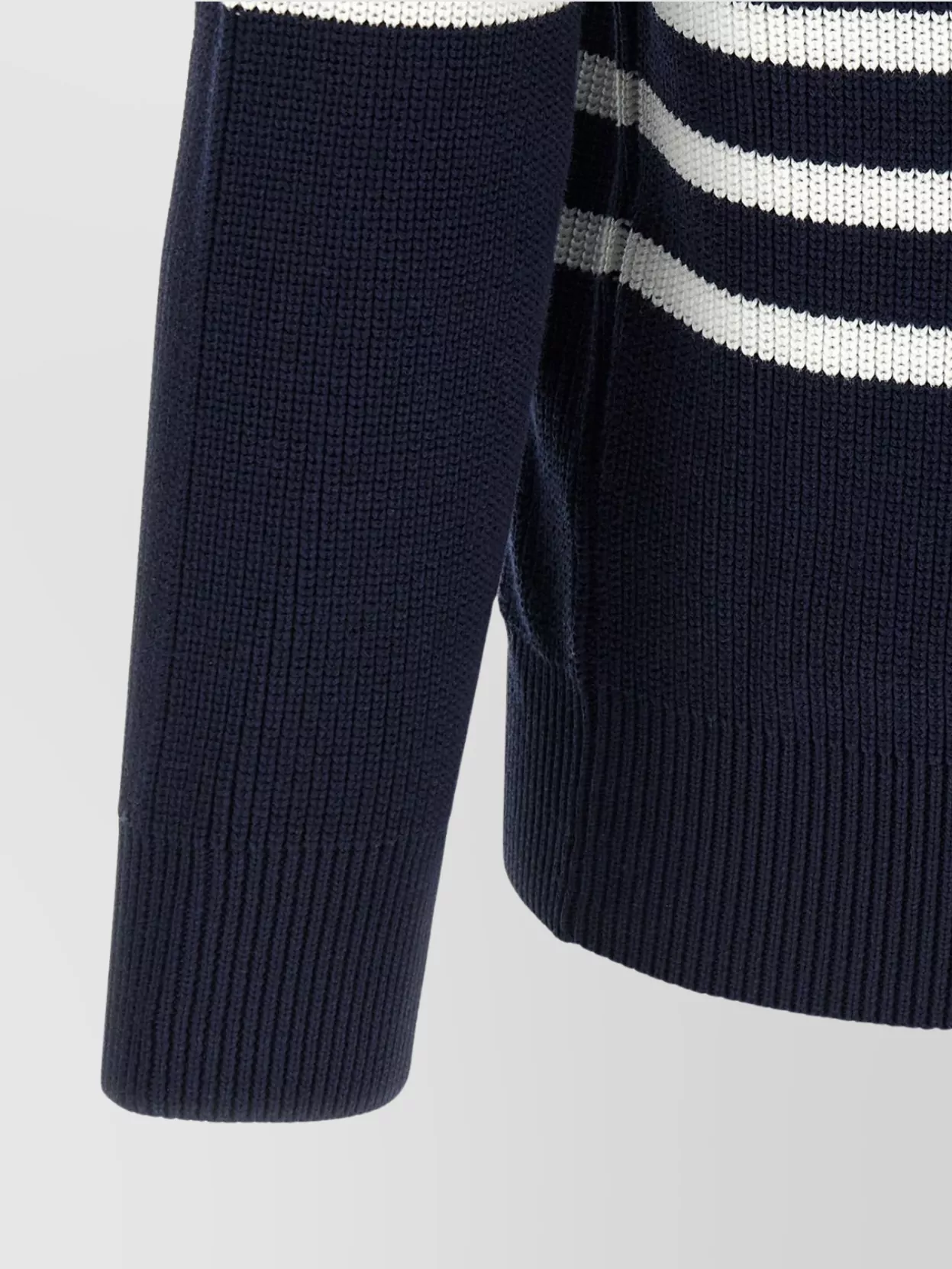 Brunello Cucinelli Striped Long Sleeve Ribbed Knit Sweater