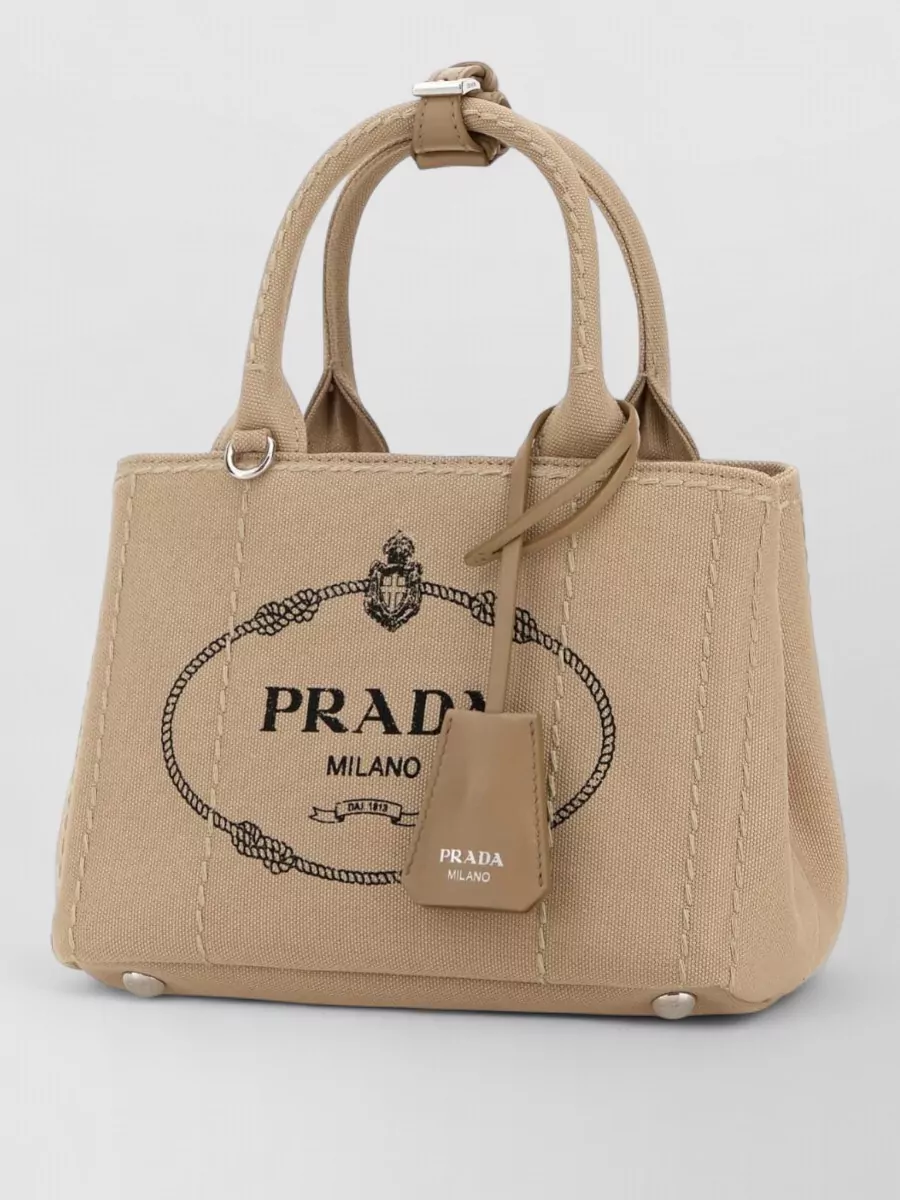 Prada Canvas Mini Jardinière Handbag Top Handles