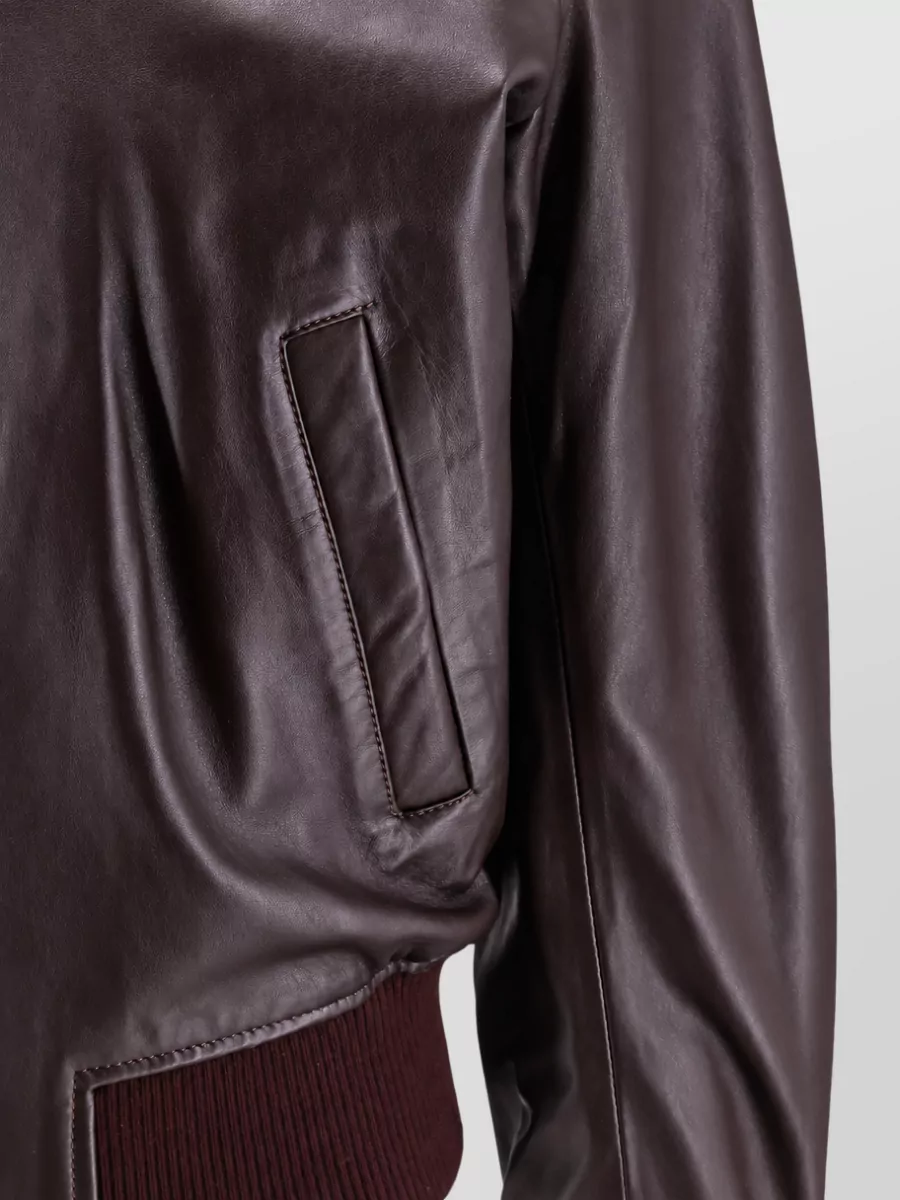 Ami Paris Leather Zip Jacket