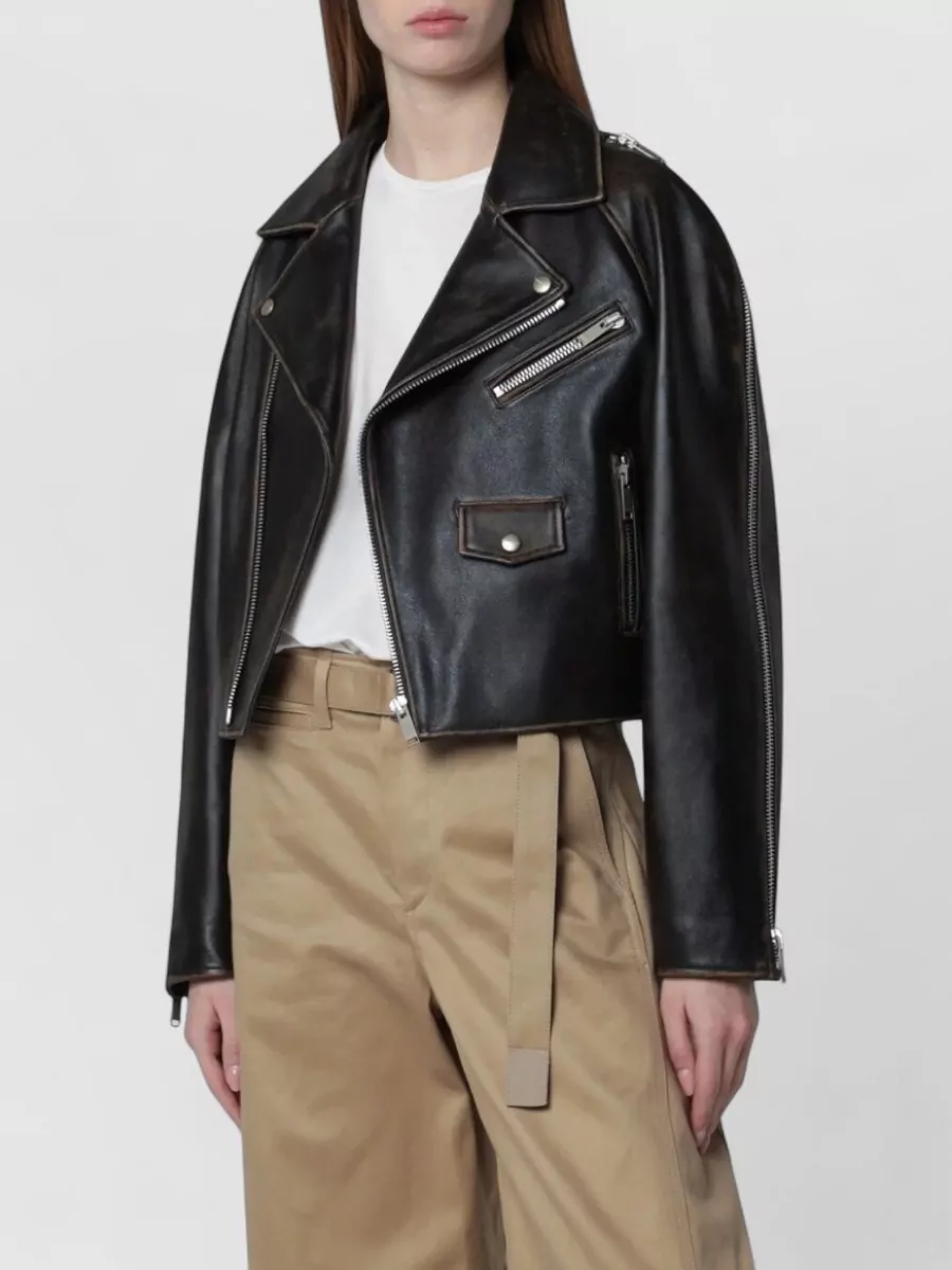 Halfboy leather oversized biker jacket
