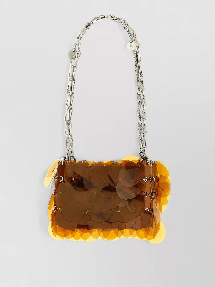 Rabanne Sparkle Transparent Chain Shoulder Bag Rectangle In Brown