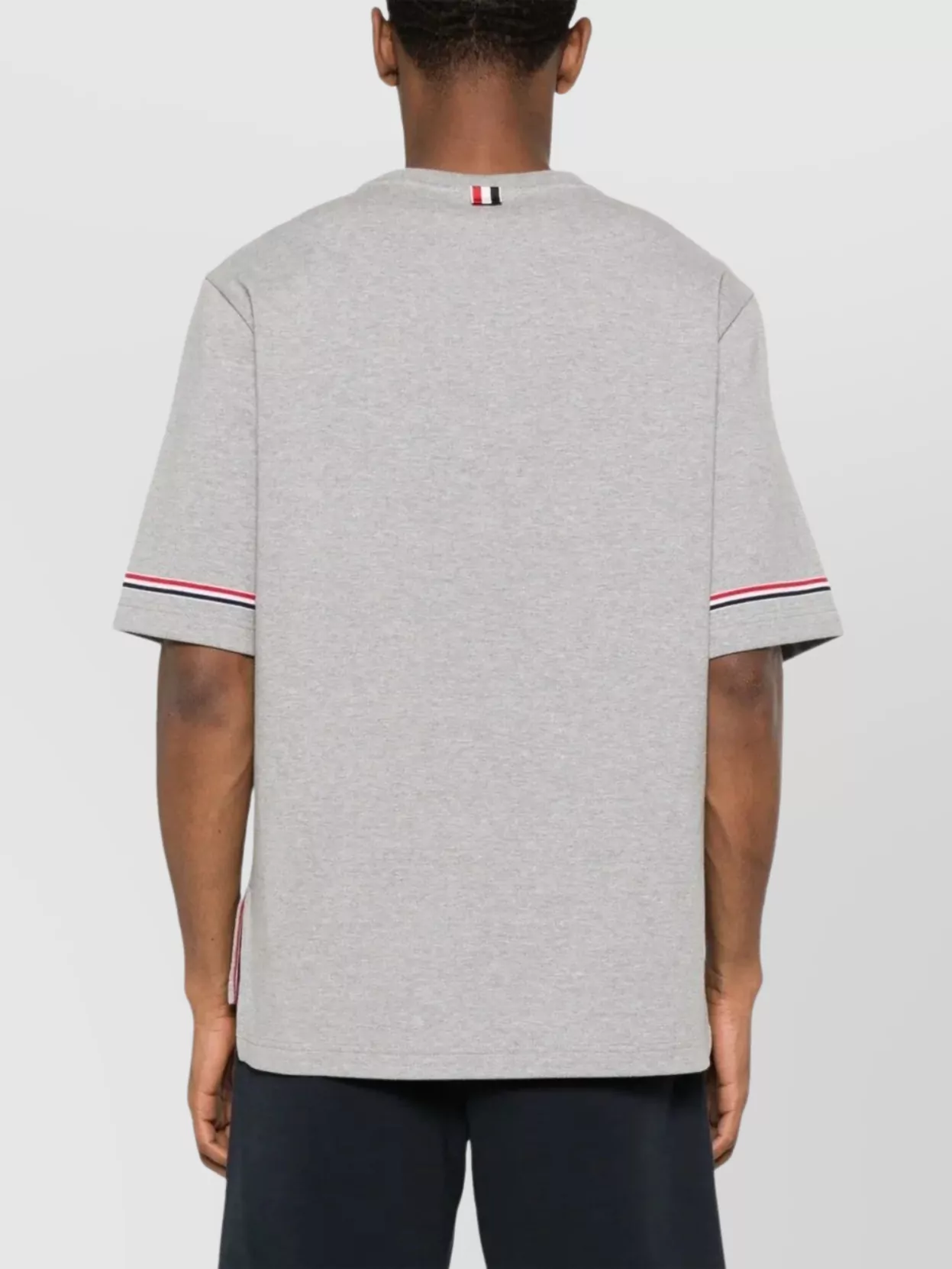 Thom Browne Asymmetric Hem T-Shirt Stripe Detail