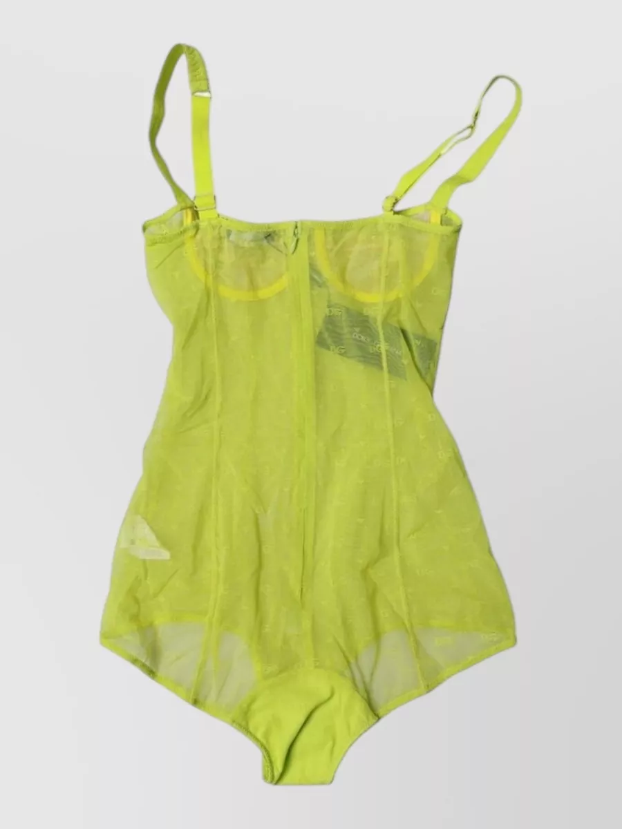 Dolce&Gabbana Sheer Mesh Sweetheart Neck Sleeveless Bodysuit