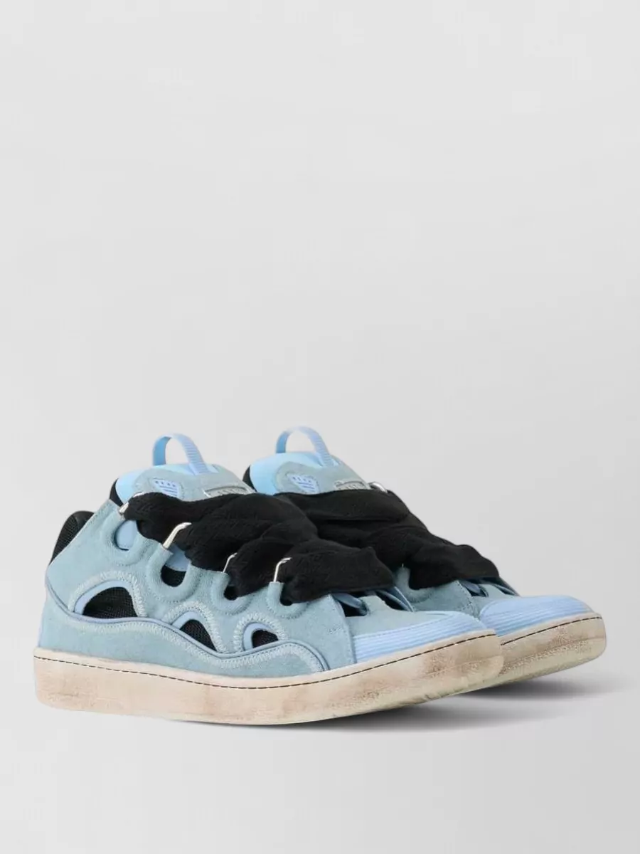 Lanvin canvas and calf leather low-top sneakers