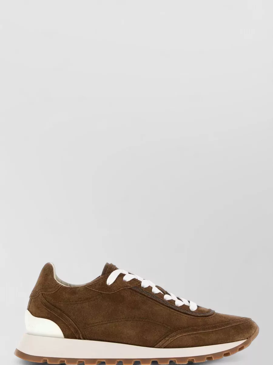 Brunello Cucinelli Leather Low-Top Lace-Up Sneakers