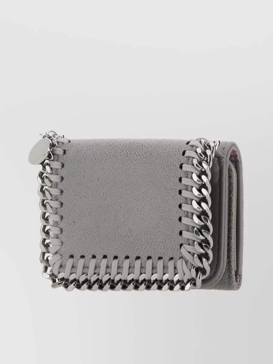 Shop Stella Mccartney Compact Chain-link Wallet With Note Compartment In Grey
