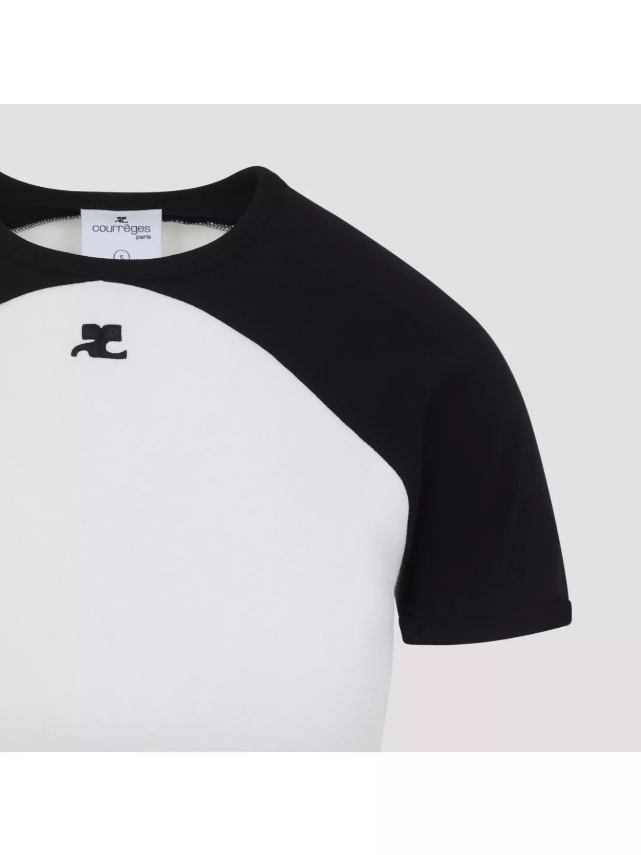 Courrèges Circle Contrast Cotton Jersey T-shirt In Black
